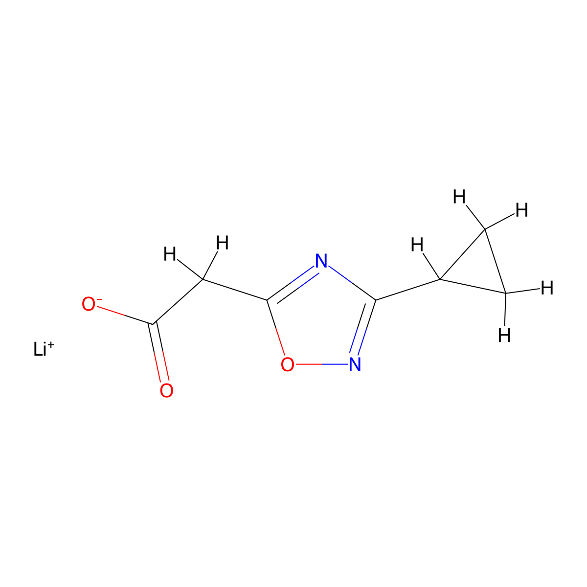 Lithium(1+) 2-(3-cyclopropyl-1,2,4-oxadiazol-5-yl)acetate molecular structure, CAS 2932442-23-2