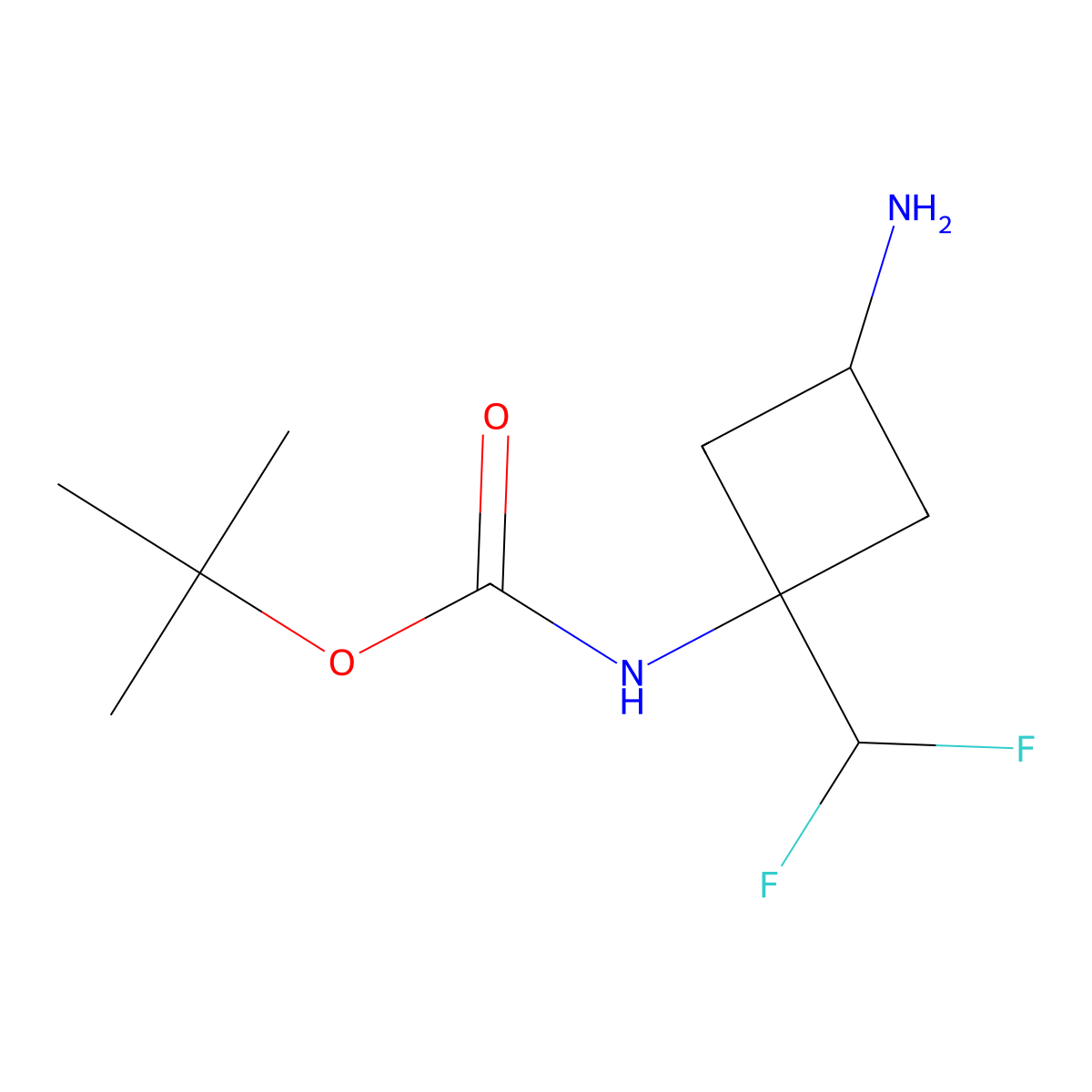 tert-butyl N-[3-amino-1-(difluoromethyl)cyclobutyl]carbamate molecular structure, CAS 2932442-24-3