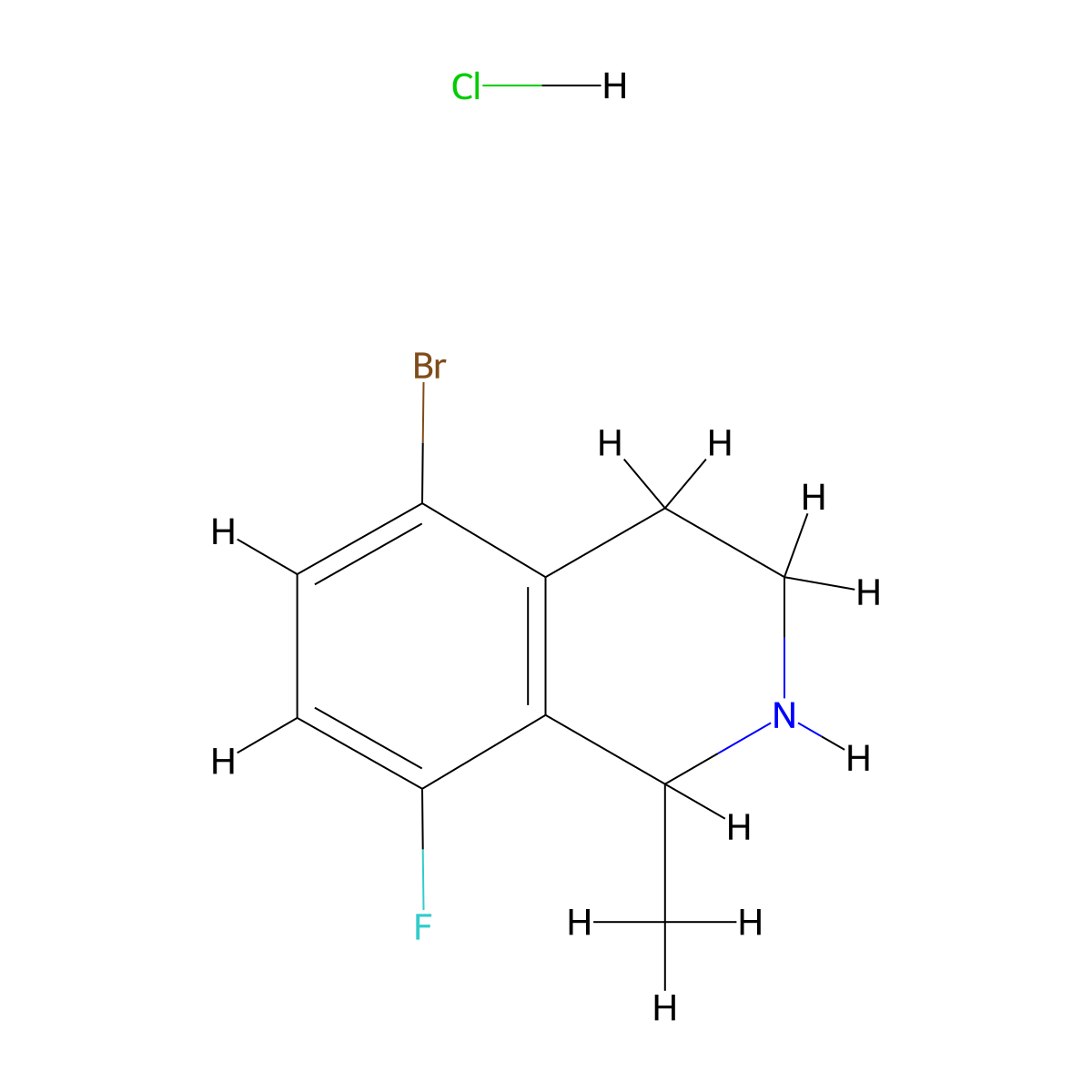 5-Bromo-8-fluoro-1-methyl-1,2,3,4-tetrahydroisoquinoline hydrochloride molecular structure, CAS 2932443-01-9