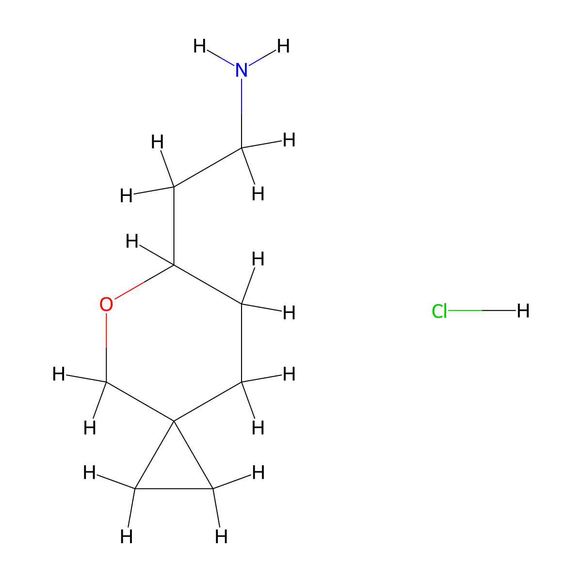 2-{5-Oxaspiro[2.5]octan-6-yl}ethan-1-amine hydrochloride molecular structure, CAS 2932443-04-2
