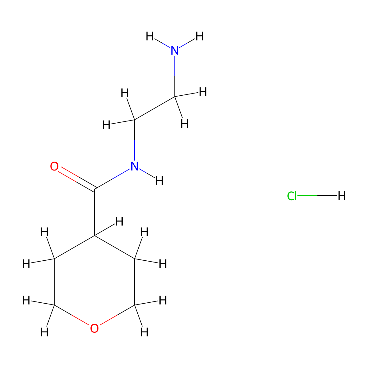 N-(2-aminoethyl)oxane-4-carboxamide hydrochloride molecular structure, CAS 2932443-06-4