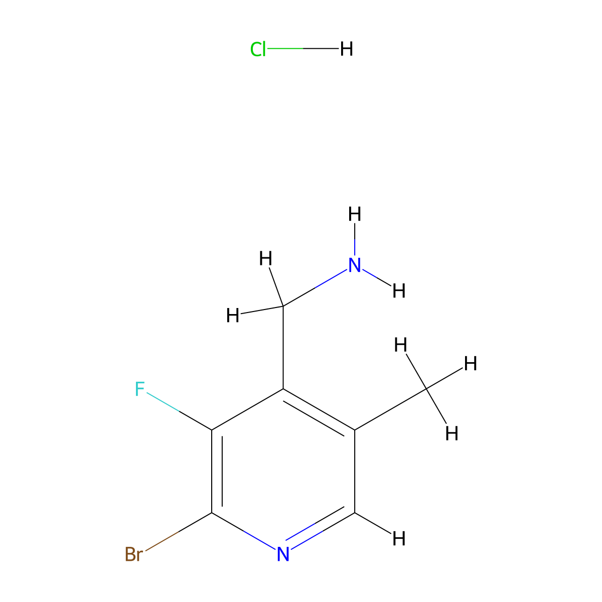 1-(2-Bromo-3-fluoro-5-methylpyridin-4-yl)methanamine hydrochloride molecular structure, CAS 2932443-09-7
