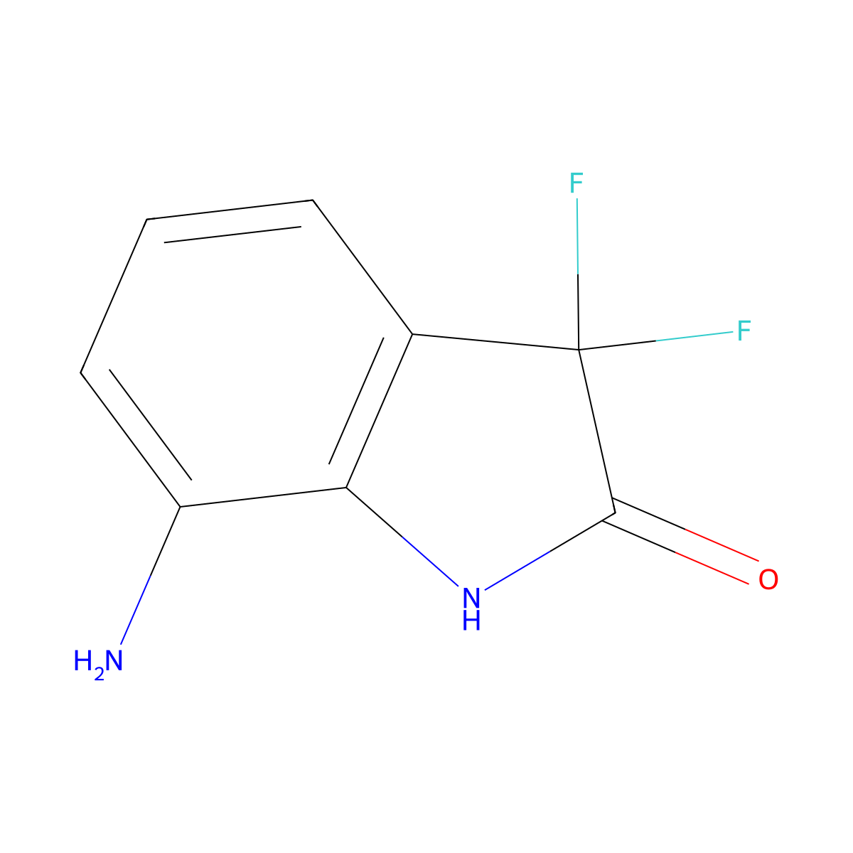 7-amino-3,3-difluoro-2,3-dihydro-1H-indol-2-one molecular structure, CAS 2932443-14-4
