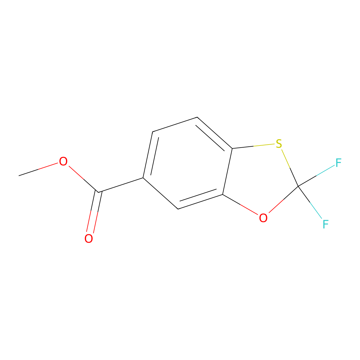 methyl 2,2-difluoro-2H-1,3-benzoxathiole-6-carboxylate molecular structure, CAS 2932443-26-8