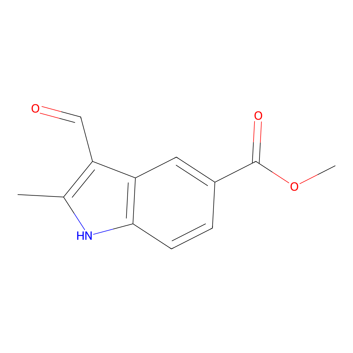 methyl 3-formyl-2-methyl-1H-indole-5-carboxylate molecular structure, CAS 2932443-35-9