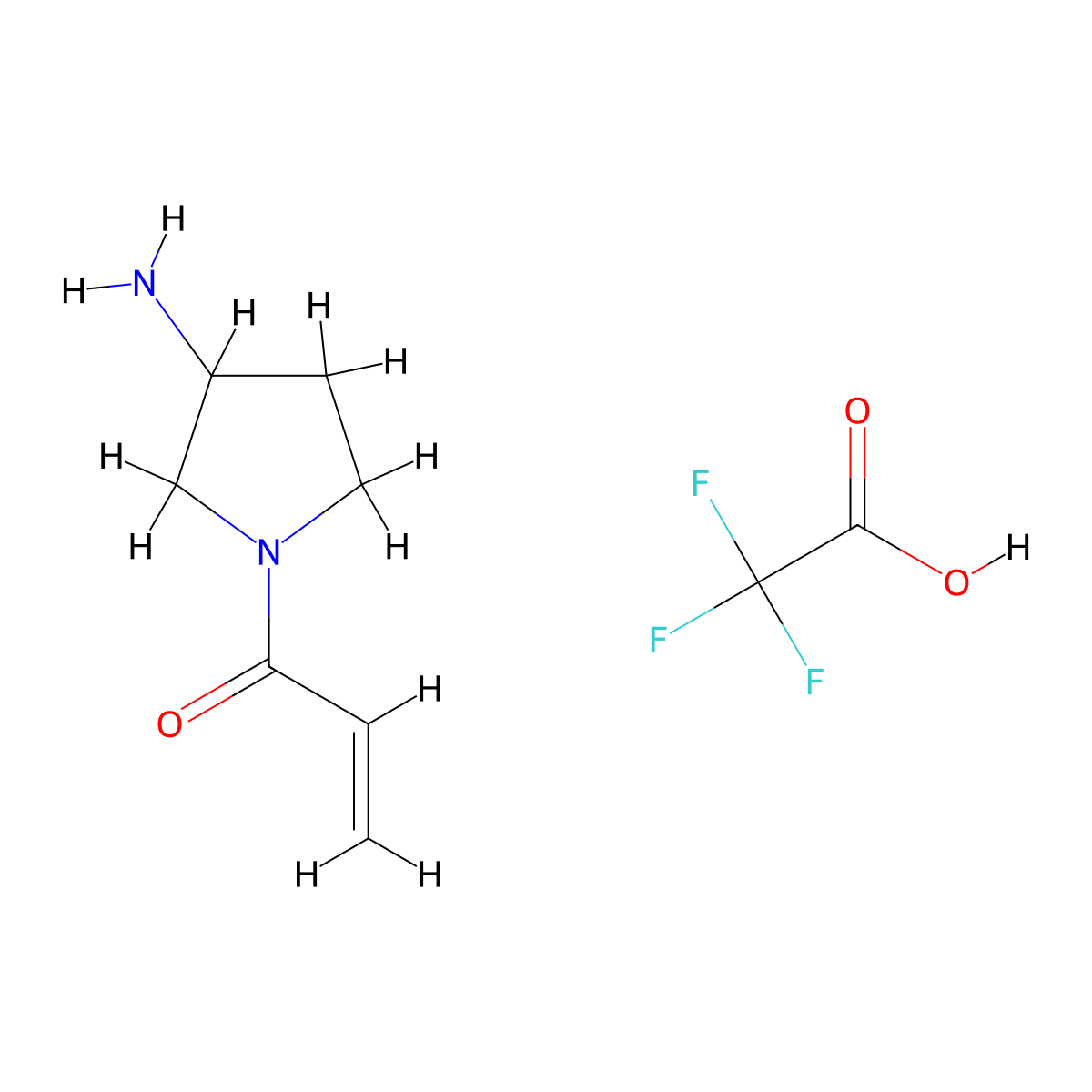 1-(3-Aminopyrrolidin-1-yl)prop-2-en-1-one, trifluoroacetic acid molecular structure, CAS 2932443-39-3