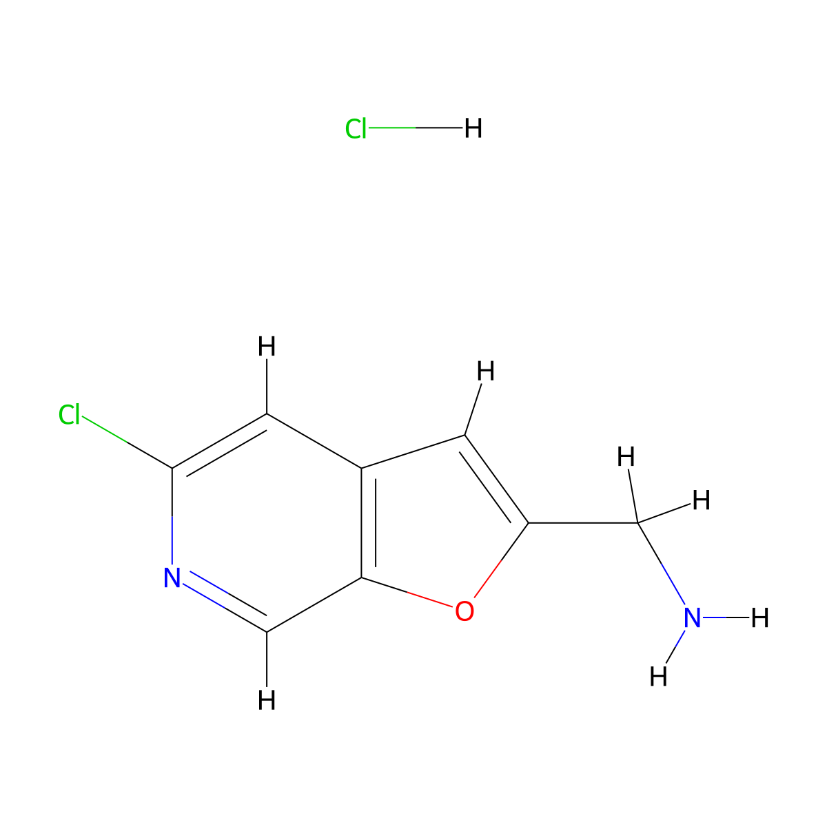 1-{5-Chlorofuro[2,3-c]pyridin-2-yl}methanamine hydrochloride molecular structure, CAS 2932443-42-8