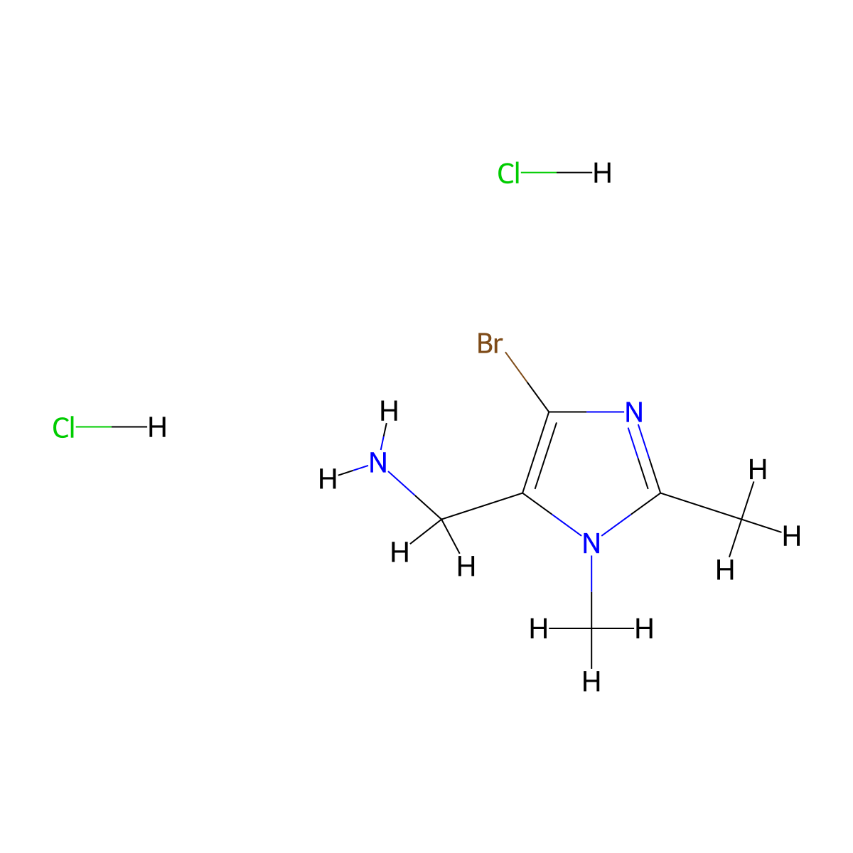 1-(4-bromo-1,2-dimethyl-1H-imidazol-5-yl)methanamine dihydrochloride molecular structure, CAS 2932443-49-5