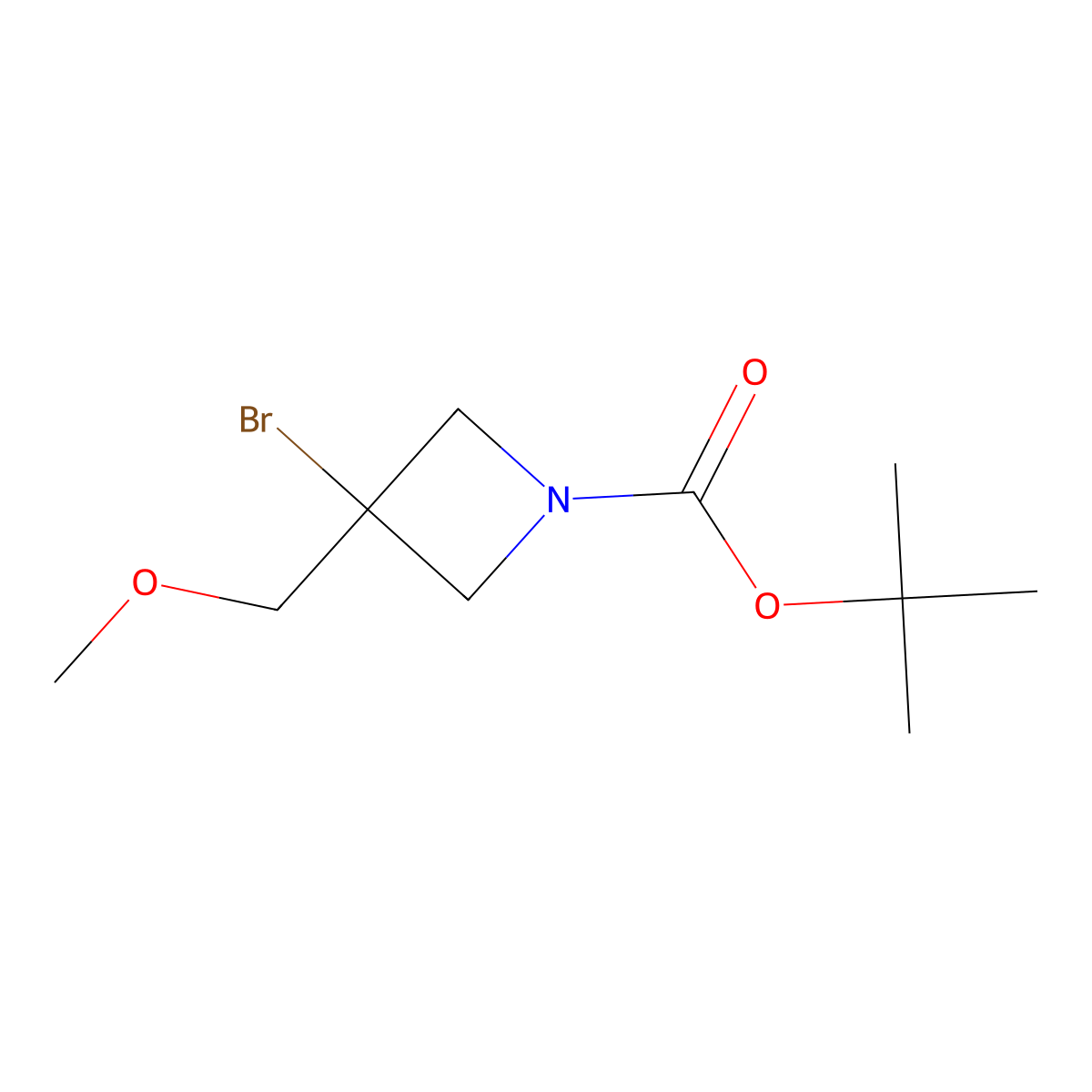 Tert-butyl 3-bromo-3-(methoxymethyl)azetidine-1-carboxylate molecular structure, CAS 2932443-62-2