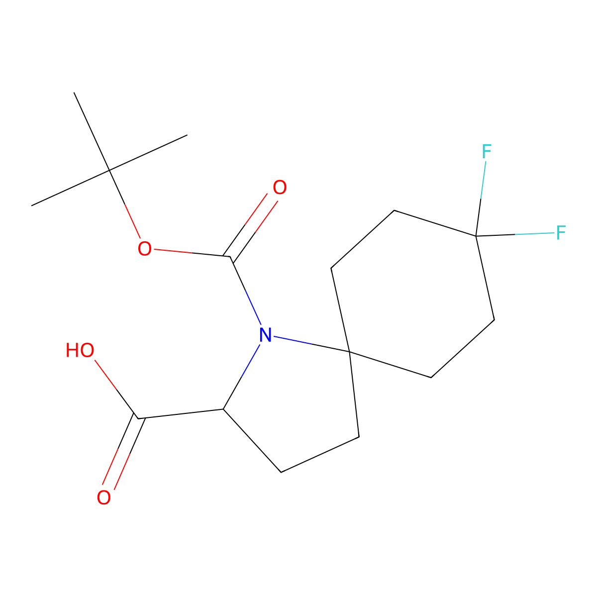 1-[(Tert-butoxy)carbonyl]-8,8-difluoro-1-azaspiro[4.5]decane-2-carboxylic acid molecular structure, CAS 2932443-77-9