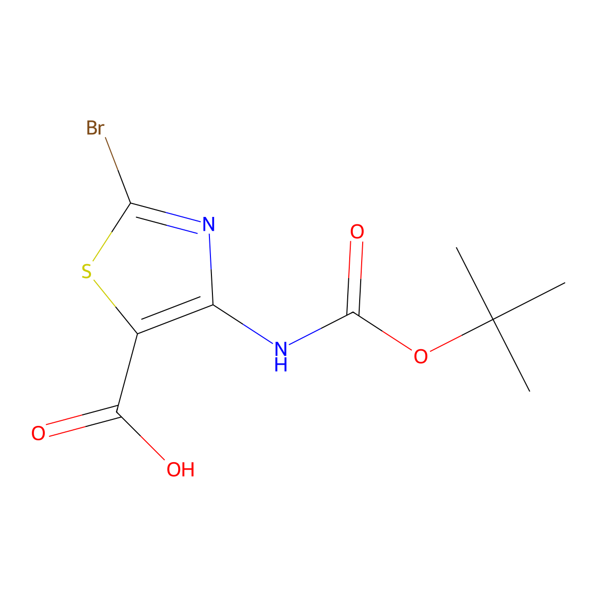 2-Bromo-4-{[(tert-butoxy)carbonyl]amino}-1,3-thiazole-5-carboxylic acid molecular structure, CAS 2932444-01-2