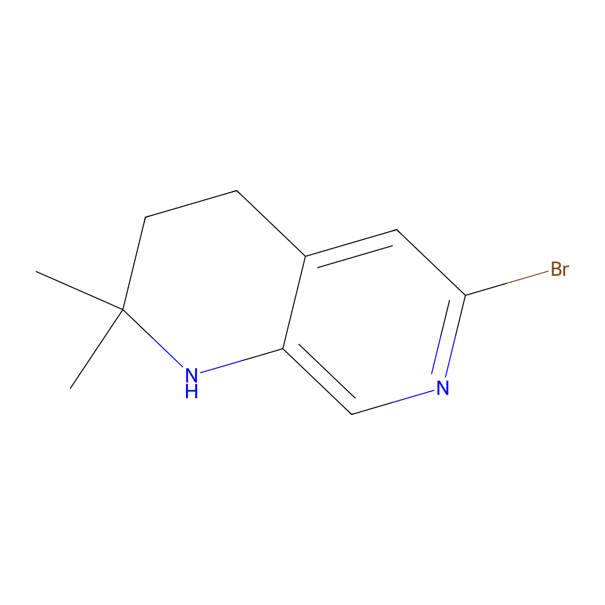 6-bromo-2,2-dimethyl-3,4-dihydro-1H-1,7-naphthyridine molecular structure, CAS 2932445-94-6