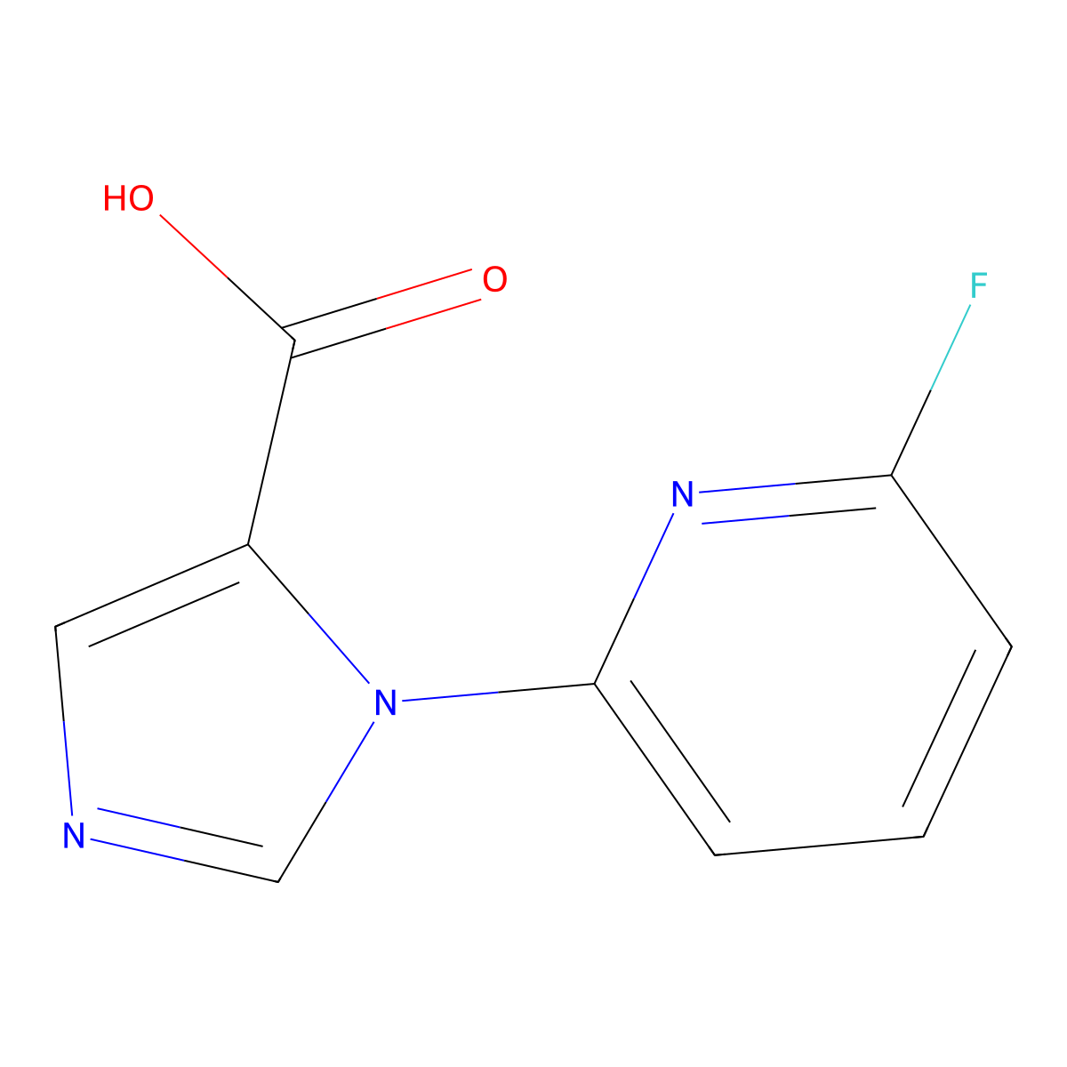 1-(6-fluoropyridin-2-yl)-1H-imidazole-5-carboxylic acid molecular structure, CAS 2932446-23-4