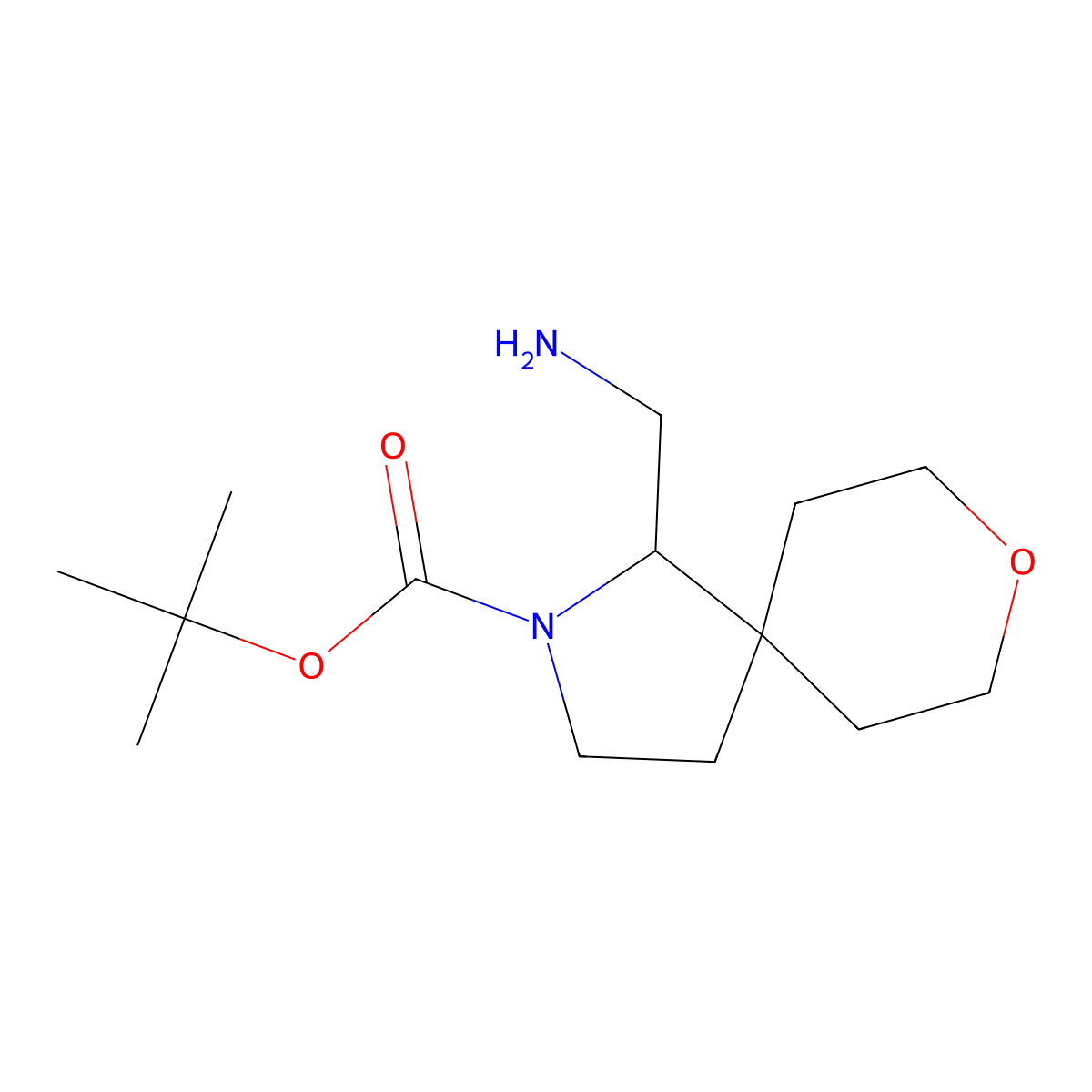 Tert-butyl 1-(aminomethyl)-8-oxa-2-azaspiro[4.5]decane-2-carboxylate molecular structure, CAS 2932451-43-7