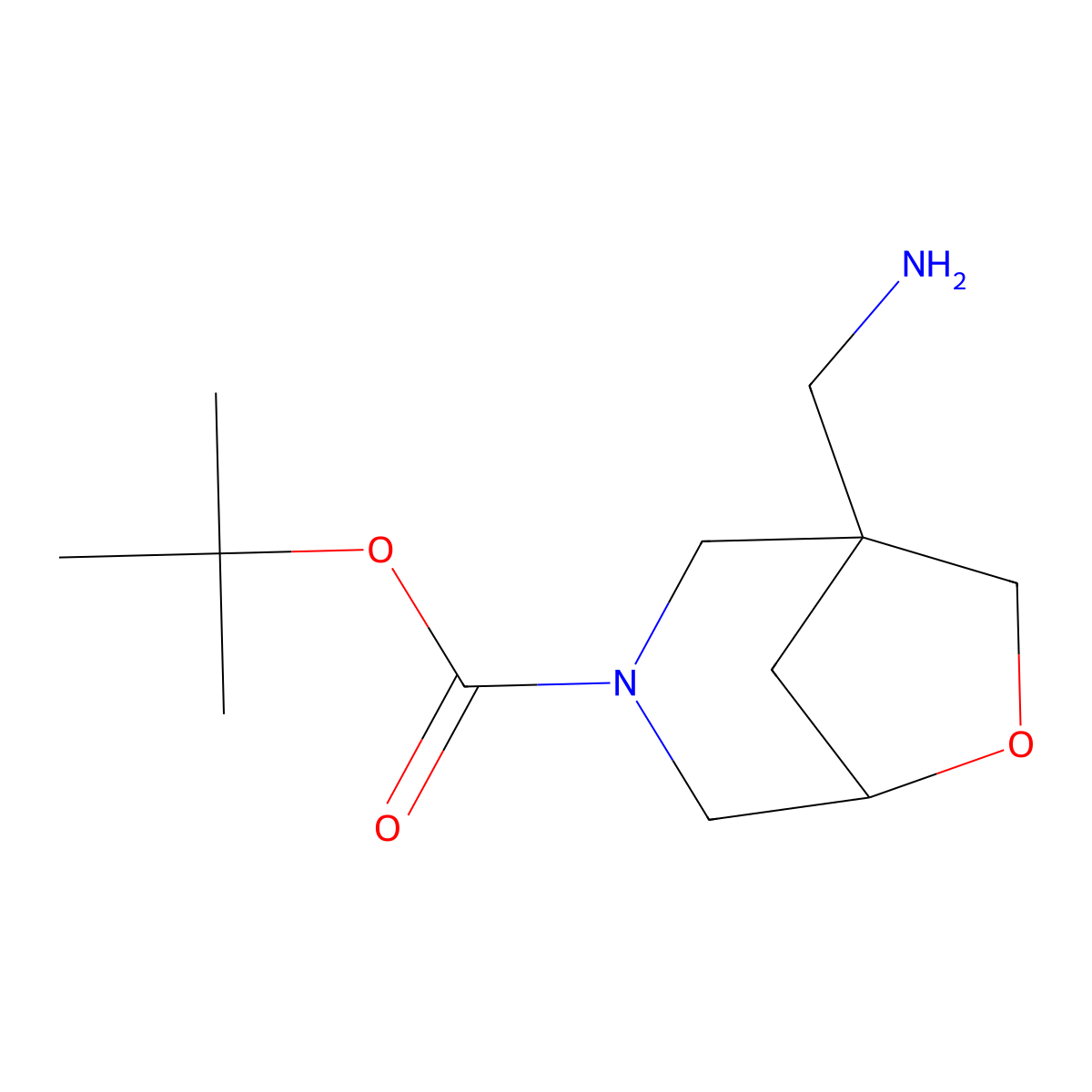 Tert-butyl 1-(aminomethyl)-6-oxa-3-azabicyclo[3.2.1]octane-3-carboxylate molecular structure, CAS 2932453-11-5