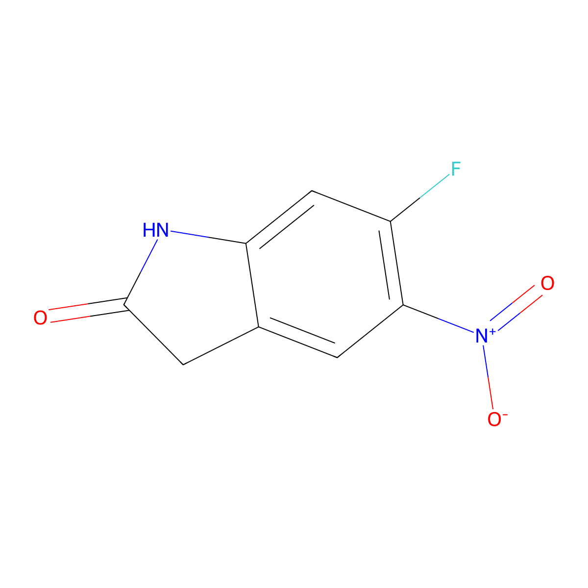 6-fluoro-5-nitro-2,3-dihydro-1H-indol-2-one molecular structure, CAS 2932454-56-1