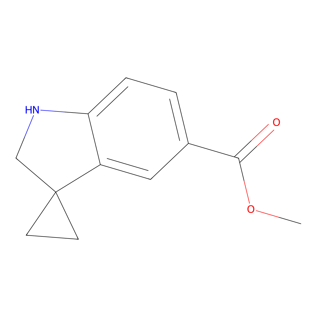 Methyl 1',2'-dihydrospiro[cyclopropane-1,3'-indole]-5'-carboxylate molecular structure, CAS 2932454-61-8