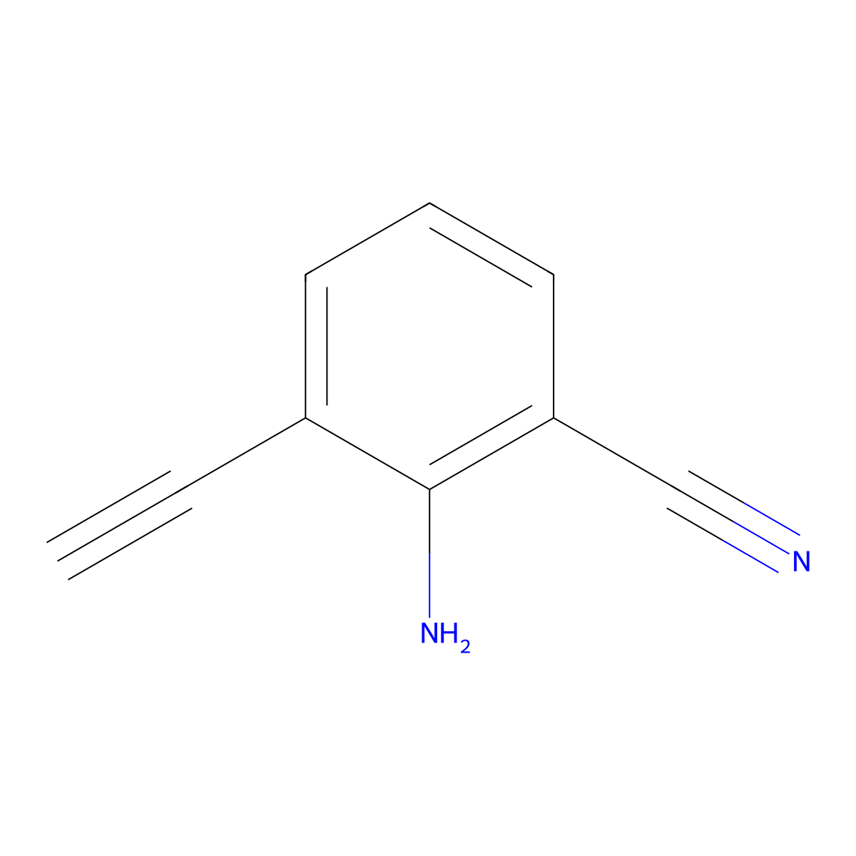 2-Amino-3-ethynylbenzonitrile molecular structure, CAS 2932457-26-4