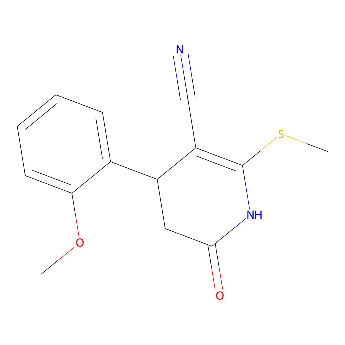 4-(2-Methoxyphenyl)-2-(methylsulfanyl)-6-oxo-1,4,5,6-tetrahydro-3-pyridinecarbonitrile molecular structure, CAS 293291-40-4