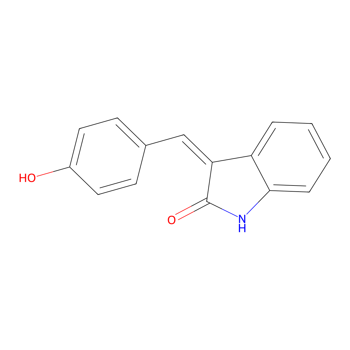 3-[(4-hydroxyphenyl)methylidene]-1H-indol-2-one molecular structure, CAS 293302-14-4