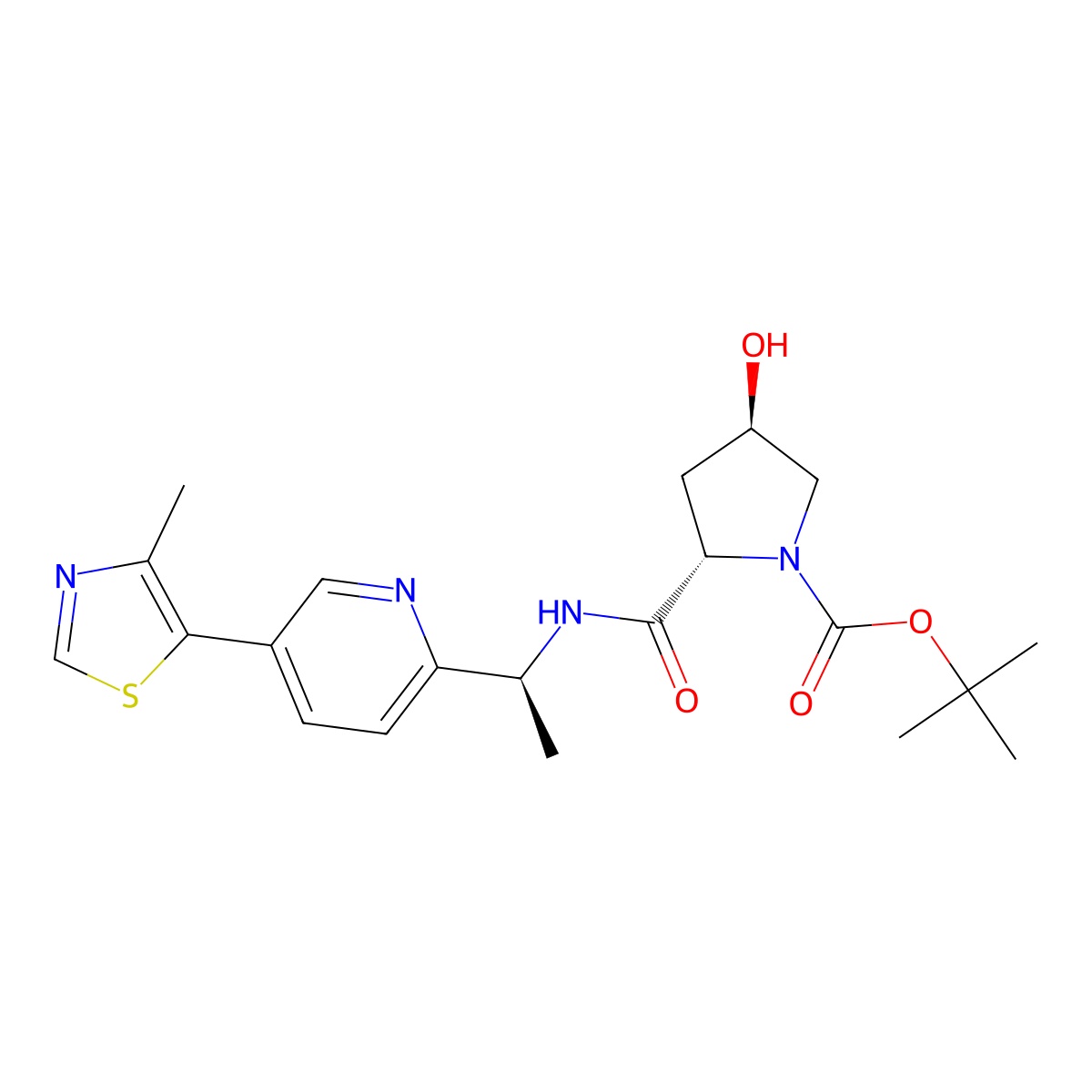 (2S,4R)-1-Boc-4-hydroxy-N-[(S)-1-[5-(4-methyl-5-thiazolyl)-2-pyridyl]ethyl]pyrrolidine-2-carboxamide molecular structure, CAS 2933128-07-3