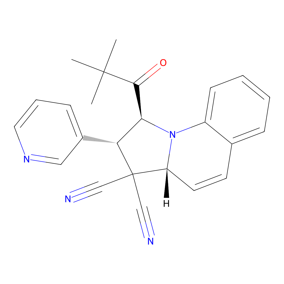 (1S,2S,3aR)-1-(2,2-dimethylpropanoyl)-2-pyridin-3-yl-2,3a-dihydro-1H-pyrrolo[1,2-a]quinoline-3,3-dicarbonitrile molecular structure, CAS 293313-04-9