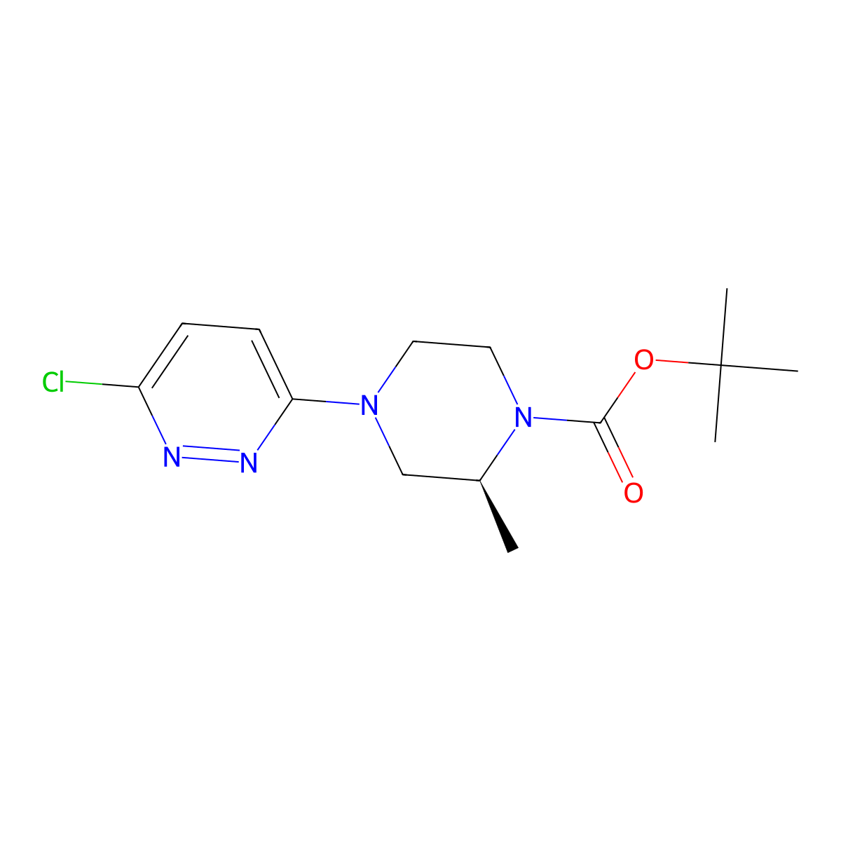 tert-butyl (S)-4-(6-chloropyridazin-3-yl)-2-methylpiperazine-1-carboxylate molecular structure, CAS 2933208-93-4