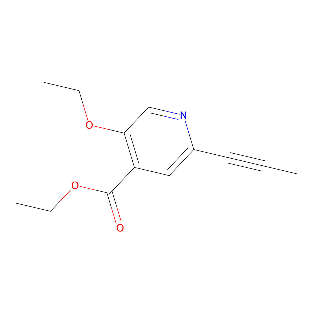 Ethyl 5-ethoxy-2-(prop-1-yn-1-yl)pyridine-4-carboxylate molecular structure, CAS 2933209-53-9