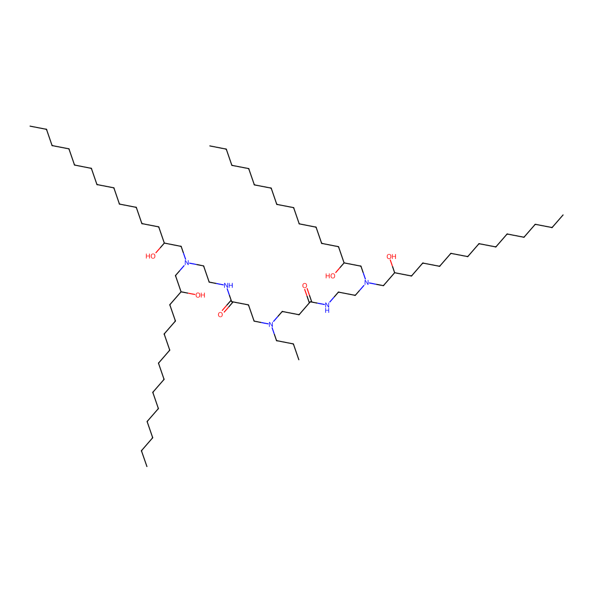 N-[2-[bis(2-hydroxytetradecyl)amino]ethyl]-3-[[3-[2-[bis(2-hydroxytetradecyl)amino]ethylamino]-3-oxopropyl]-propylamino]propanamide molecular structure, CAS 2933215-86-0