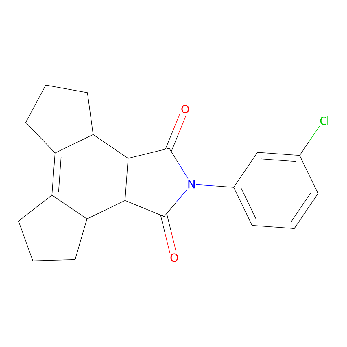 2-(3-Chlorophenyl)-3a,3b,4,5,6,7,8,9,9a,9b-decahydro-as-indaceno[4,5-c]pyrrole-1,3-dione molecular structure, CAS 293323-11-2