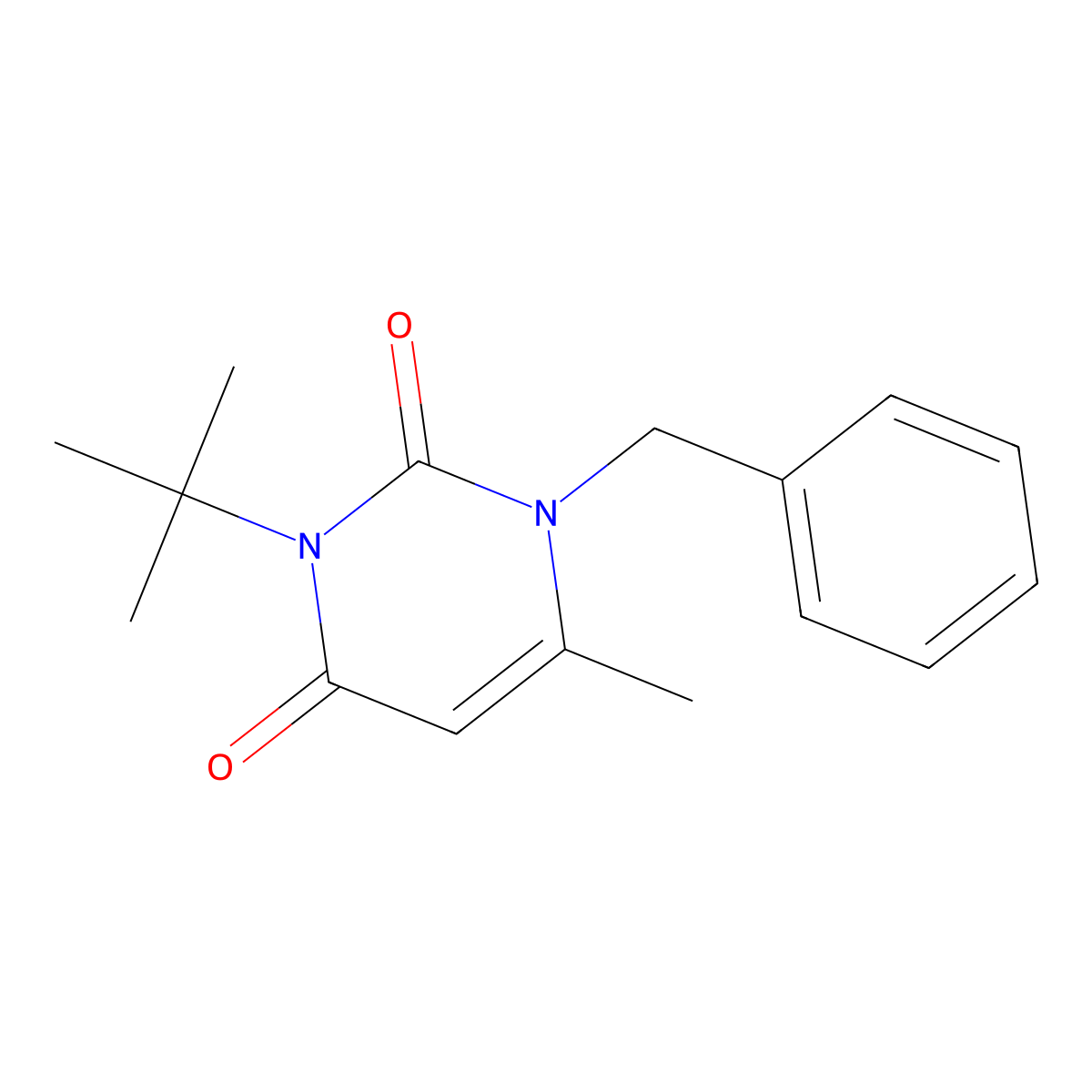 1-benzyl-3-(tert-butyl)-6-methylpyrimidine-2,4(1H,3H)-dione molecular structure, CAS 293324-28-4