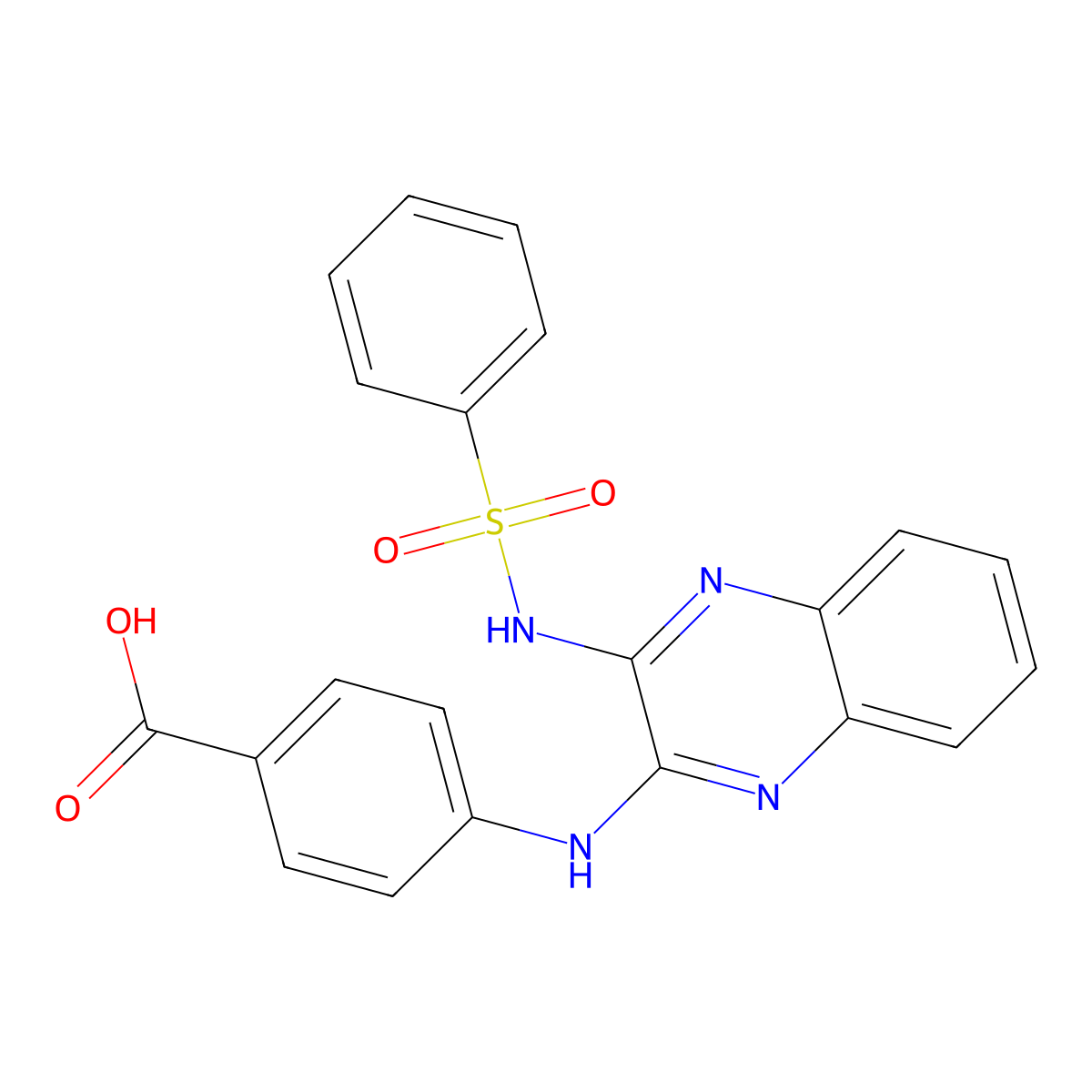 4-[[3-(benzenesulfonamido)quinoxalin-2-yl]amino]benzoic Acid molecular structure, CAS 293324-40-0