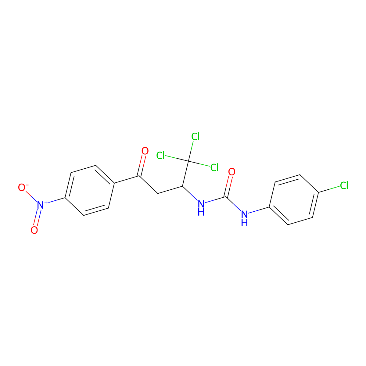 1-(4-Chlorophenyl)-3-[1,1,1-trichloro-4-(4-nitrophenyl)-4-oxobutan-2-yl]urea molecular structure, CAS 293324-63-7