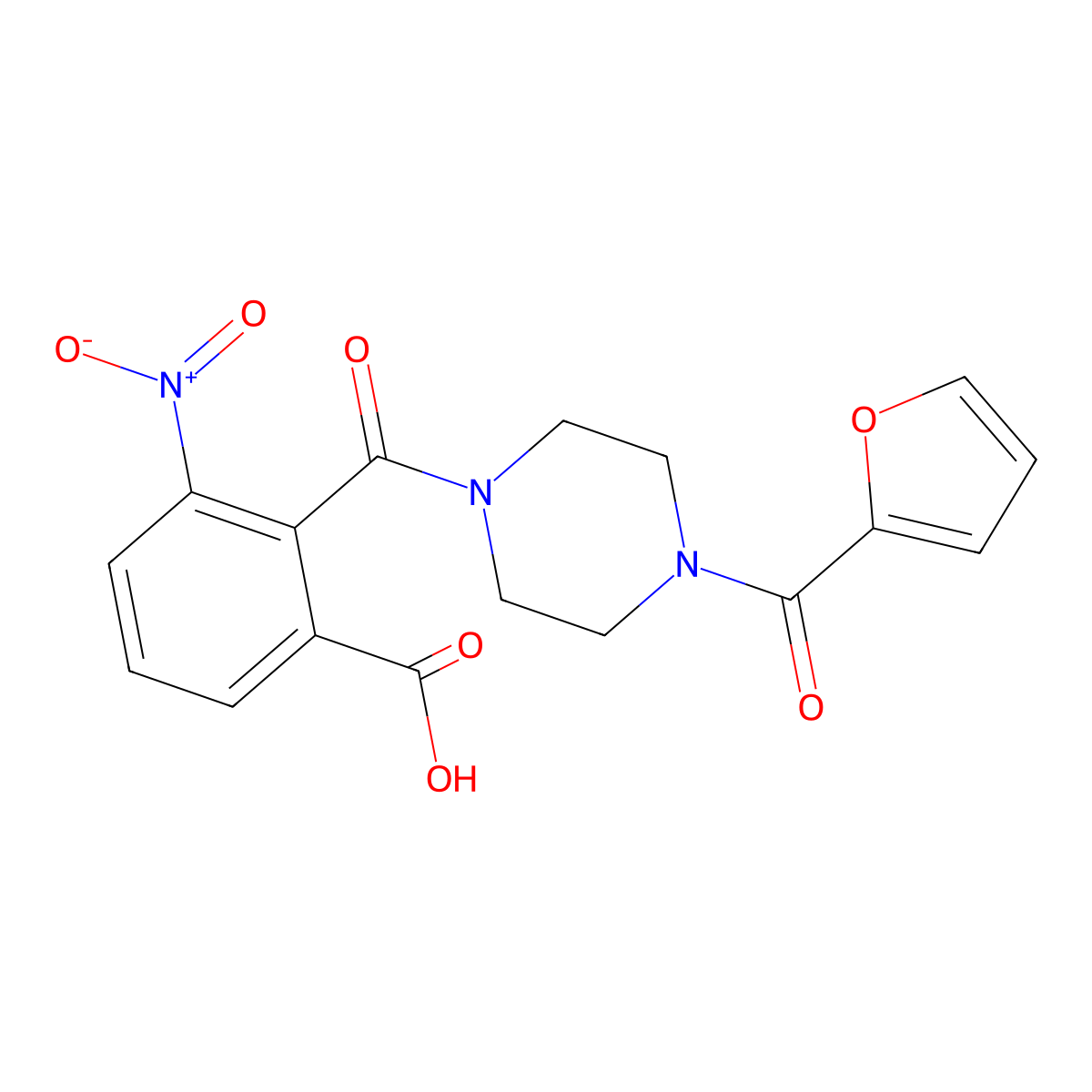 2-[4-(Furan-2-carbonyl)piperazine-1-carbonyl]-3-nitrobenzoic acid molecular structure, CAS 293324-72-8
