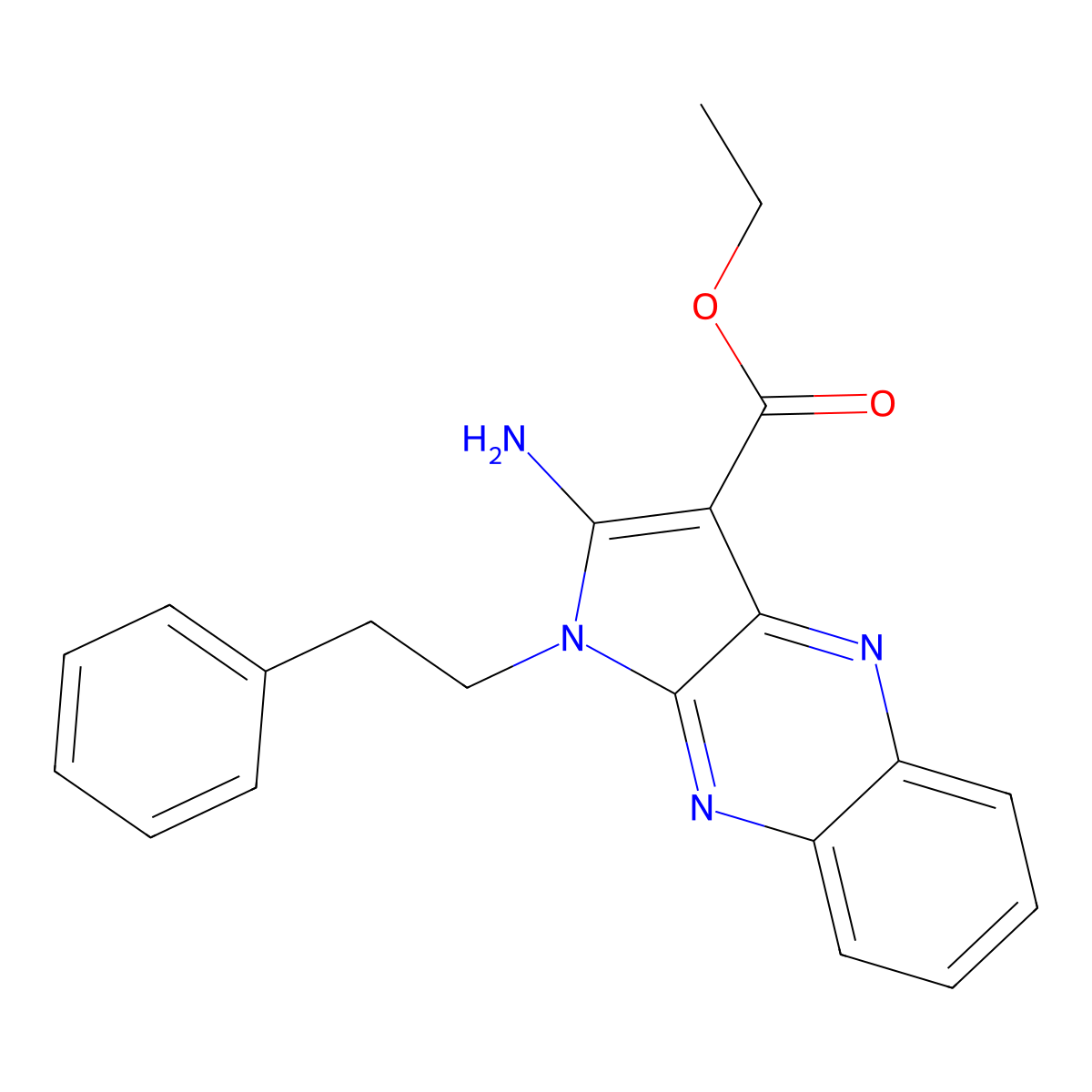 ethyl 2-amino-1-(2-phenylethyl)-1H-pyrrolo[2,3-b]quinoxaline-3-carboxylate molecular structure, CAS 293325-04-9