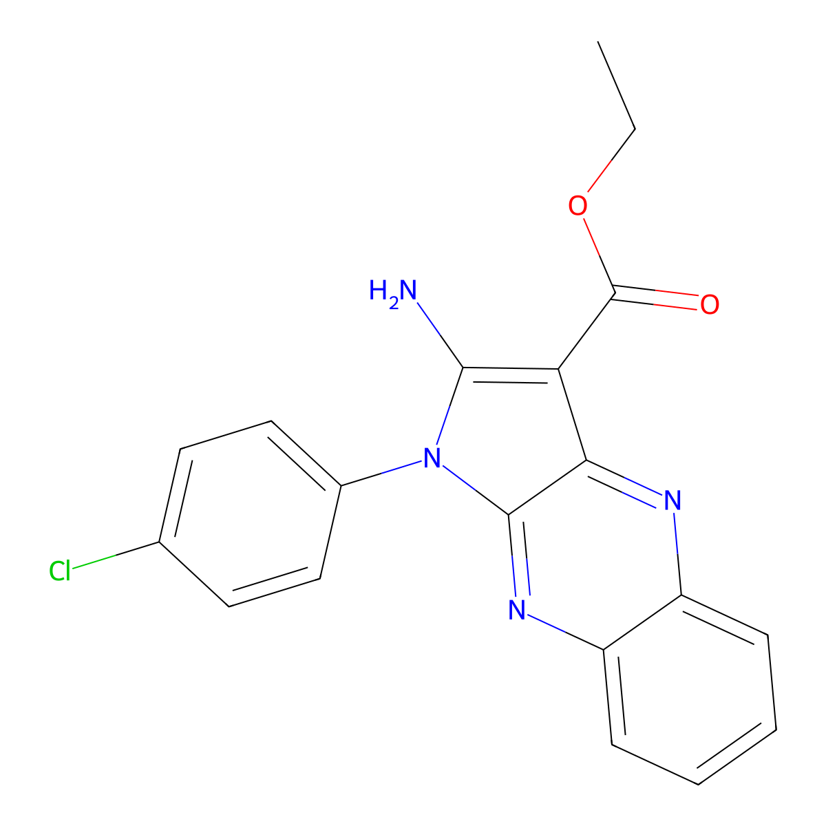 Ethyl 2-amino-1-(4-chlorophenyl)pyrrolo[3,2-b]quinoxaline-3-carboxylate molecular structure, CAS 293325-05-0