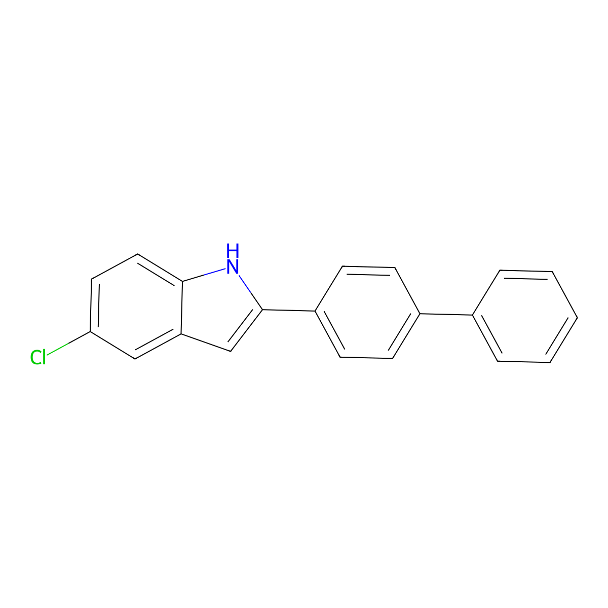 2-(biphenyl-4-yl)-5-chloro-1H-indole molecular structure, CAS 293325-09-4