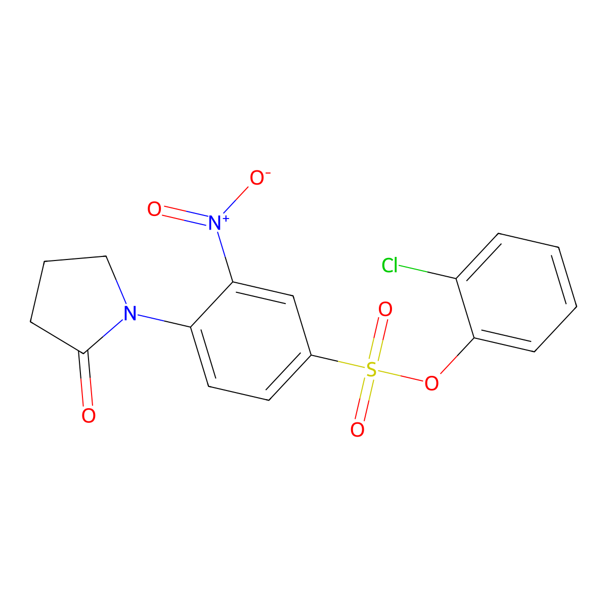 (2-Chlorophenyl) 3-nitro-4-(2-oxopyrrolidin-1-yl)benzenesulfonate molecular structure, CAS 293325-14-1
