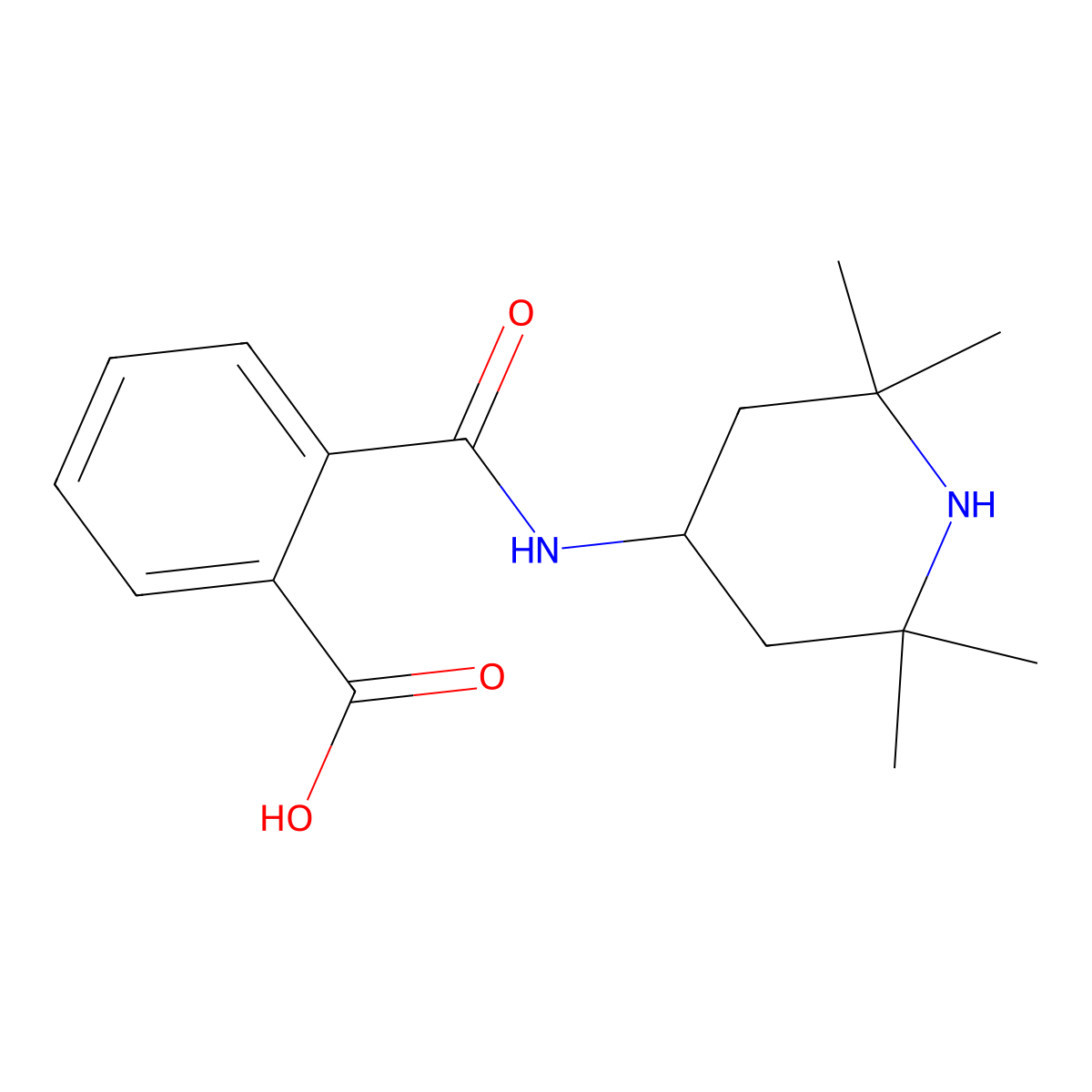 2-((2,2,6,6-Tetramethylpiperidin-4-yl)carbamoyl)benzoic acid molecular structure, CAS 293325-42-5