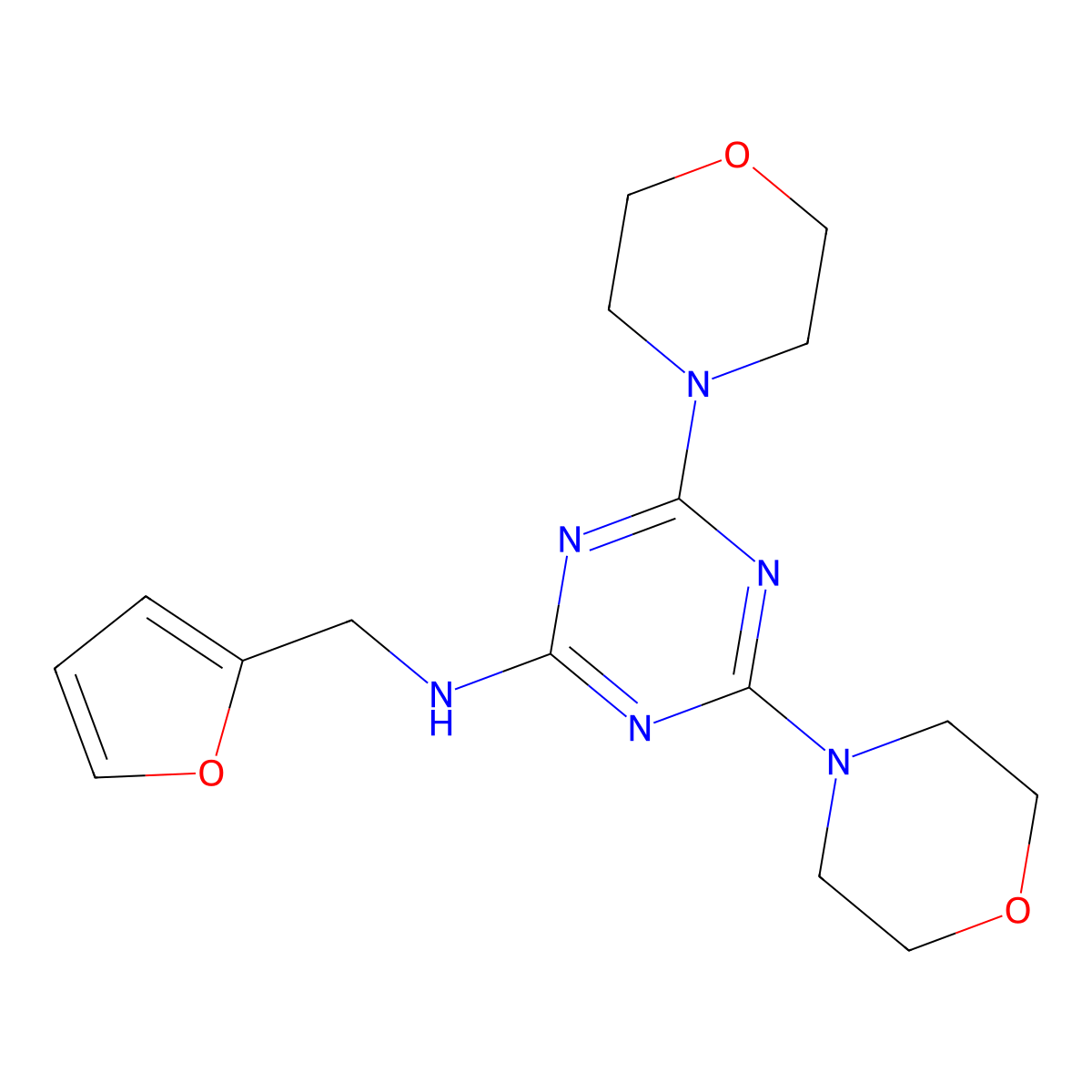 N-(furan-2-ylmethyl)-4,6-dimorpholino-1,3,5-triazin-2-amine molecular structure, CAS 293325-45-8
