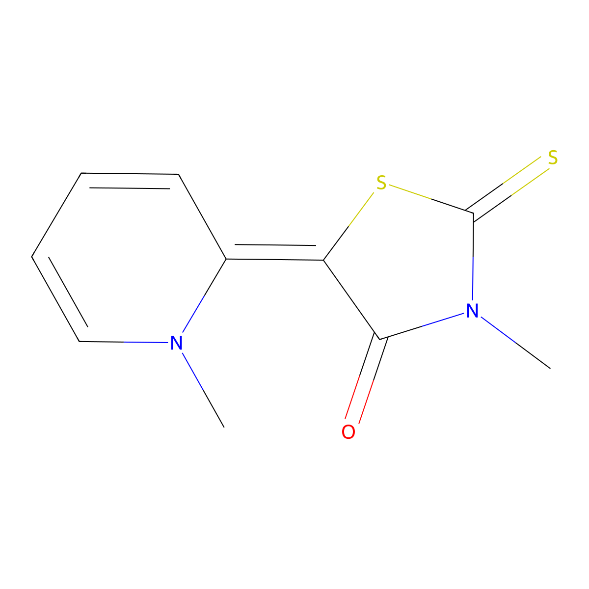 4-Thiazolidinone, 3-methyl-5-(1-methyl-2(1H)-pyridinylidene)-2-thioxo- molecular structure, CAS 293325-54-9