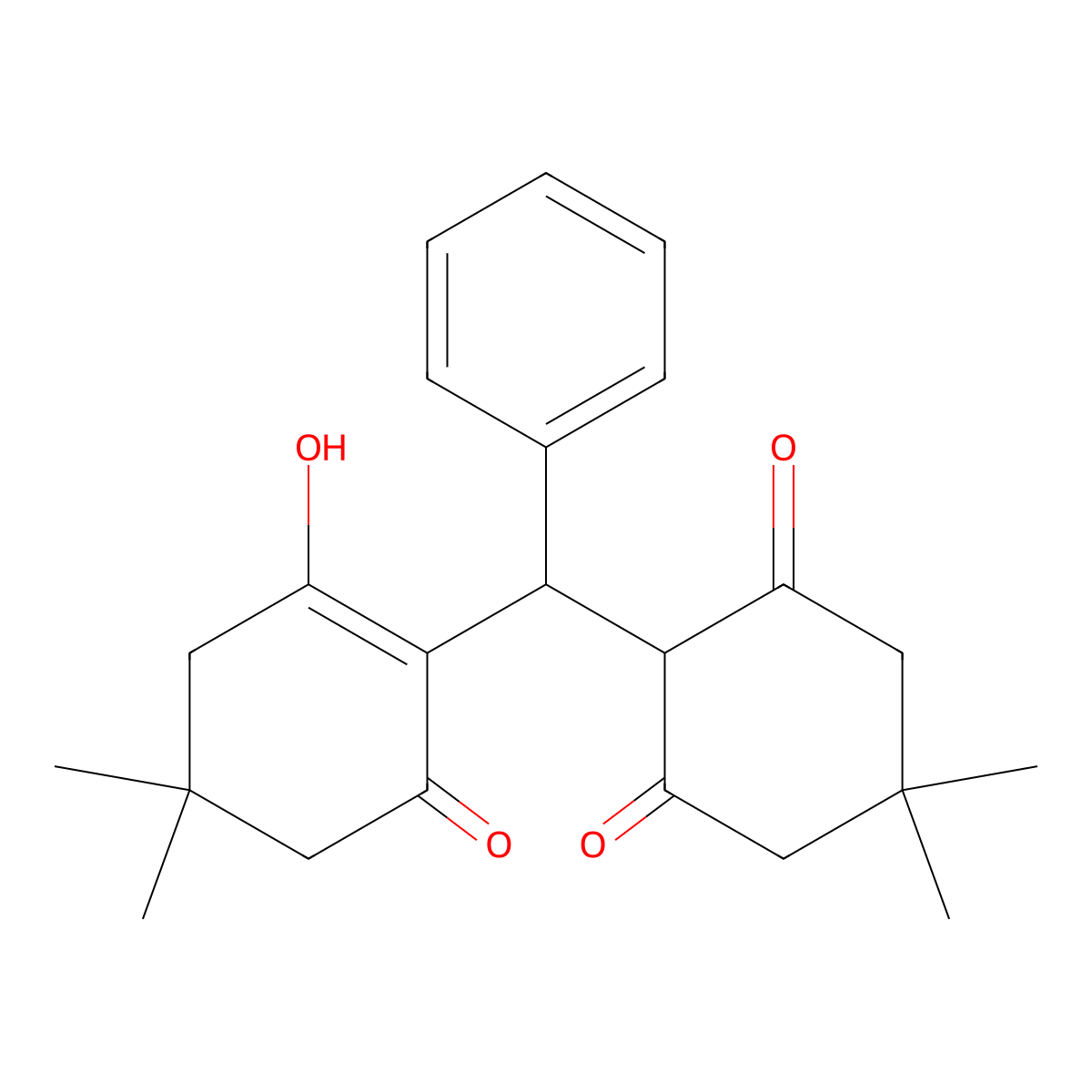 2-[(2-Hydroxy-4,4-dimethyl-6-oxocyclohex-1-en-1-yl)(phenyl)methyl]-5,5-dimethylcyclohexane-1,3-dione molecular structure, CAS 293325-89-0