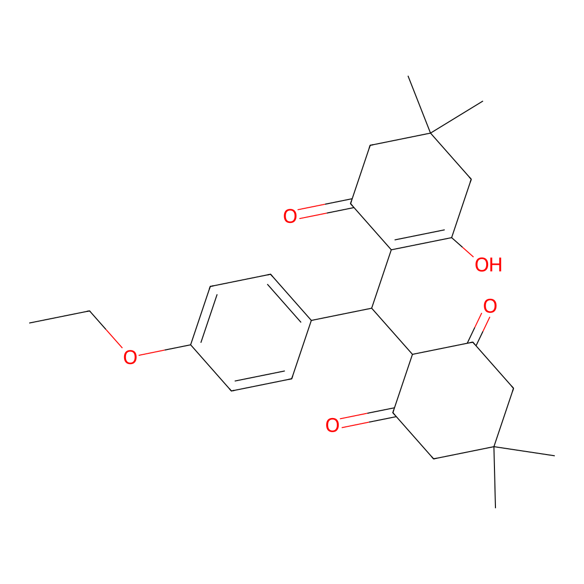 2-[(4-Ethoxyphenyl)-(2-hydroxy-4,4-dimethyl-6-oxocyclohexen-1-yl)methyl]-5,5-dimethylcyclohexane-1,3-dione molecular structure, CAS 293325-92-5