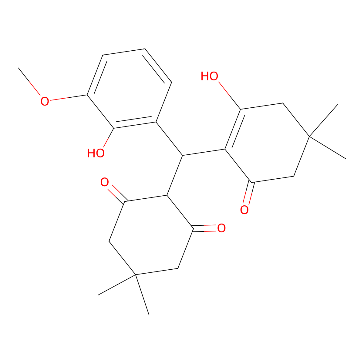 2-[(2-Hydroxy-4,4-dimethyl-6-oxo-1-cyclohexen-1-yl)(2-hydroxy-3-methoxyphenyl)methyl]-5,5-dimethyl-1,3-cyclohexanedione molecular structure, CAS 293325-97-0