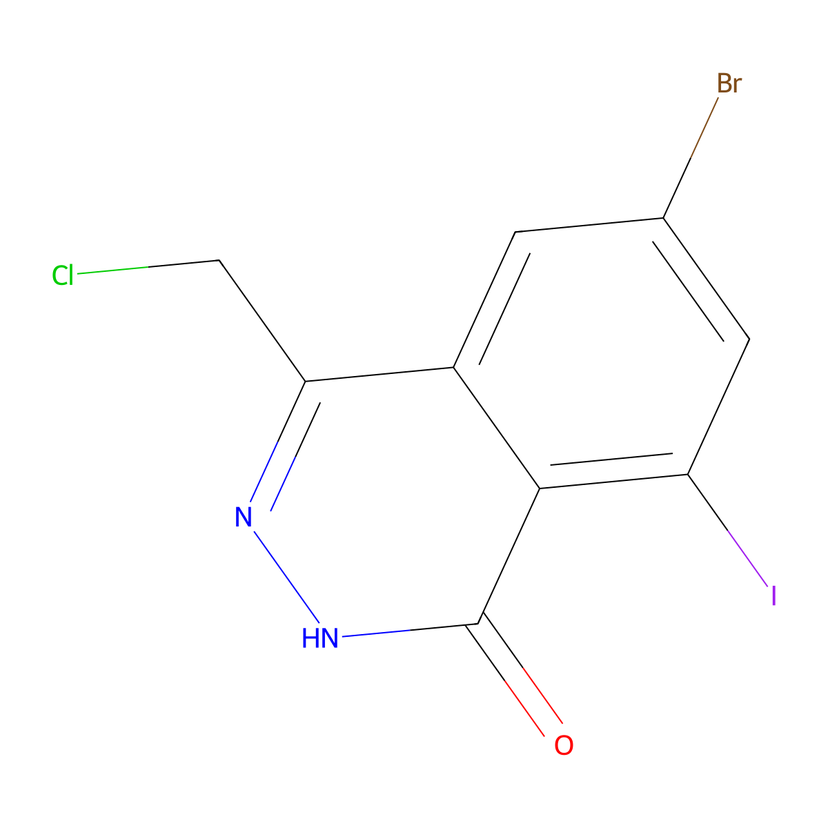 6-Bromo-4-(chloromethyl)-8-iodophthalazin-1(2H)-one molecular structure, CAS 2933251-43-3