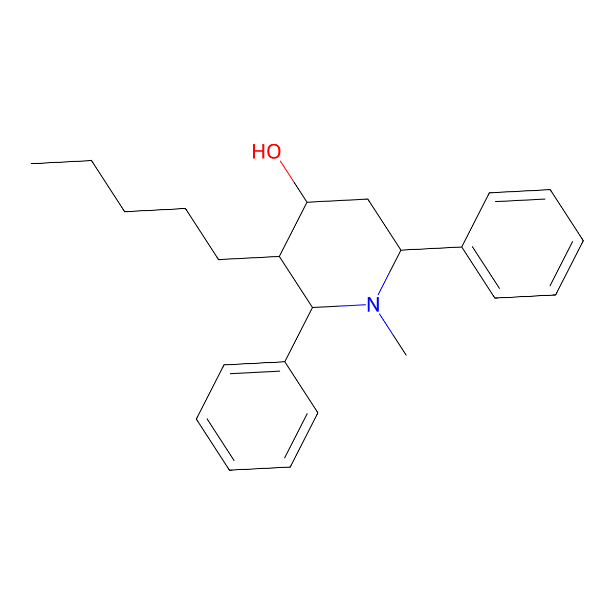 1-Methyl-3-pentyl-2,6-diphenylpiperidin-4-ol molecular structure, CAS 293326-99-5