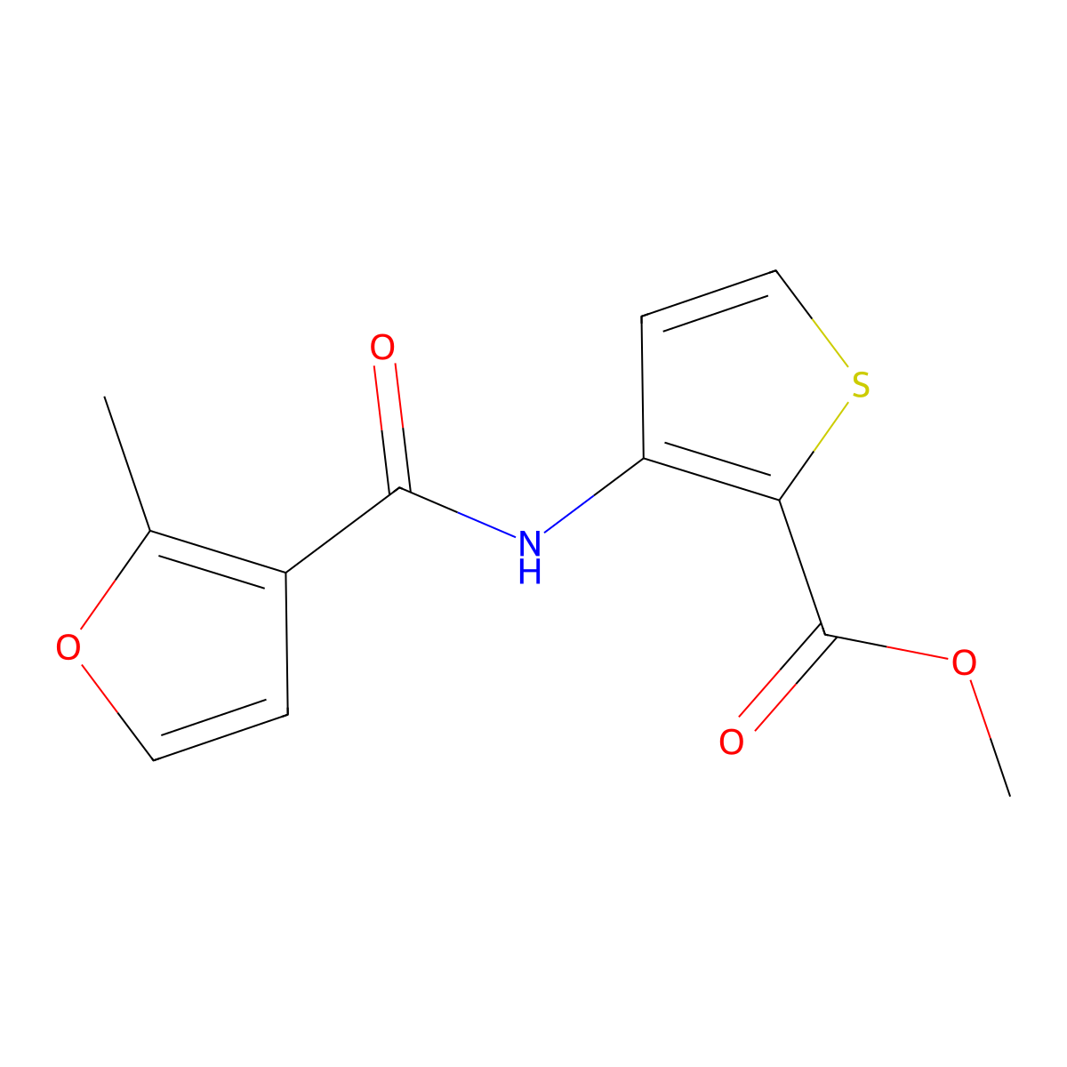Methyl 3-{[(2-methylfuran-3-yl)carbonyl]amino}thiophene-2-carboxylate molecular structure, CAS 293327-12-5