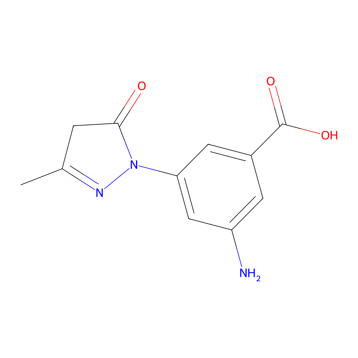 3-amino-5-(3-methyl-5-oxo-4,5-dihydro-1H-pyrazol-1-yl)benzoic acid molecular structure, CAS 293327-15-8