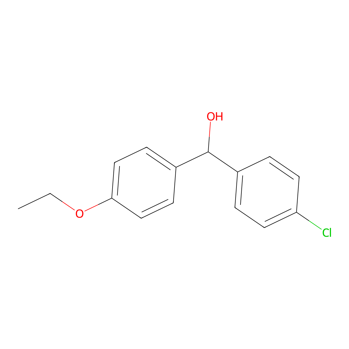 (4-Chlorophenyl)(4-ethoxyphenyl)methanol molecular structure, CAS 29334-15-4