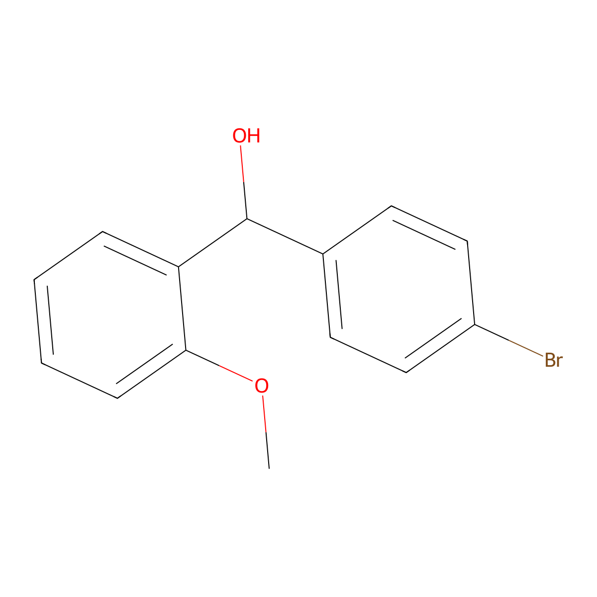 (4-Bromophenyl)(2-methoxyphenyl)methanol molecular structure, CAS 29334-19-8